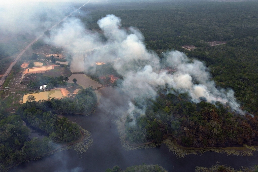 Smoke from forest fires in the Amazon
