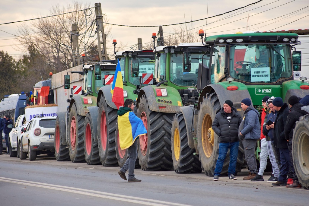 Romanian farmers and transporters protested in Ilfov, Romania on 15 January 2024.