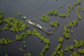Aerial view above natural gas extraction Louisiana Credit: Aerial Archives / Alamy Stock Photo.