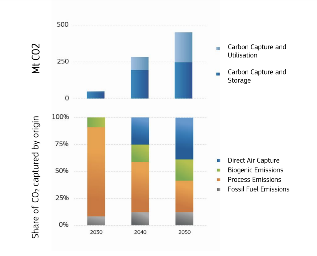 Projected removals from carbon capture and storage in the EU